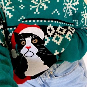Ugly cat Christmas sweater